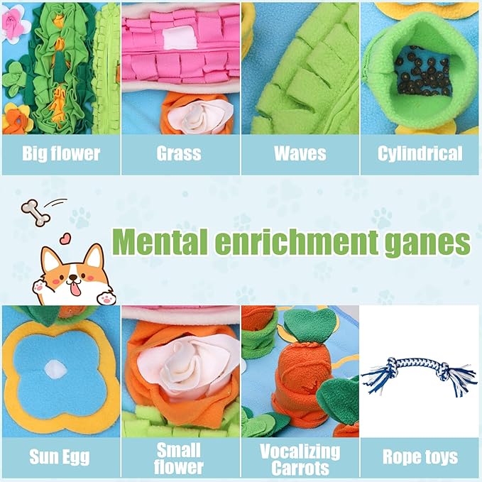 Snuffle Mat for Dogs Large Breed - 32'' X 20'' Washable Durable Sniff Mat for Slow Feeding Training, Enrichment Puzzle Toy for Mental Stimulation & Stress Relief