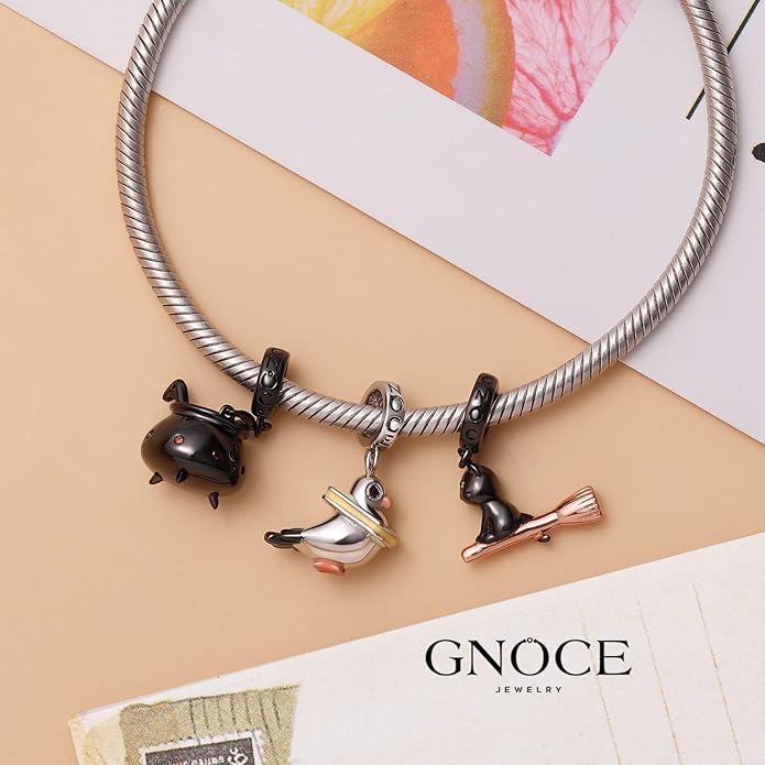 GNOCE Black Cat Riding Broom Pendant Charm 925 Sterling Silver Pigeon Dangle Charms Bead Fit Bracelet/Necklace For Women Mother's Day Gift (Pigeon)