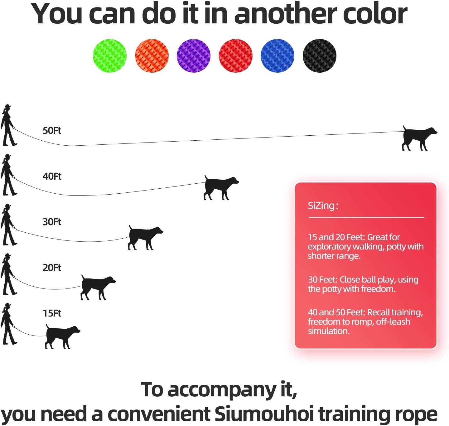 Dog/Puppy Recall & Behavior Training Rope Leash - 40 ft (Purple)
