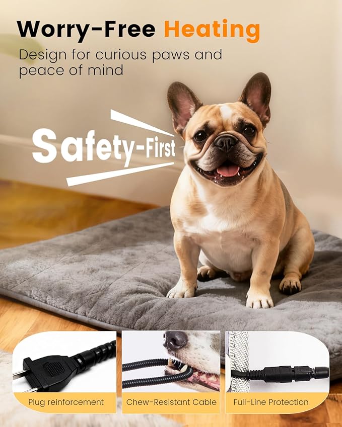 Mora Pets Dog Heating Pad Heated Cat Bed 9 Adjustable Temperature Pet Warming Mat with Timer Auto Power Off Waterproof Heated Pet Blanket 35 Inch for Large Dogs and Muti Cats Indoor