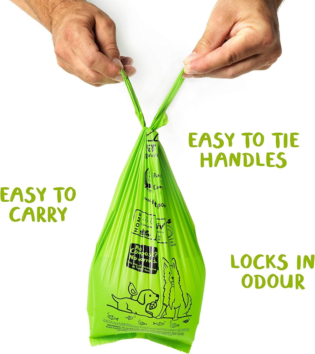 PLANET POOP Home Compostable Dog Poop Bags Extra-long with Handles 240 Un-Scented Pet Waste Bags Plastic Free, Thick Leakproof Plant-Based Doggy Bag, Cats & Dogs Pet Supplies