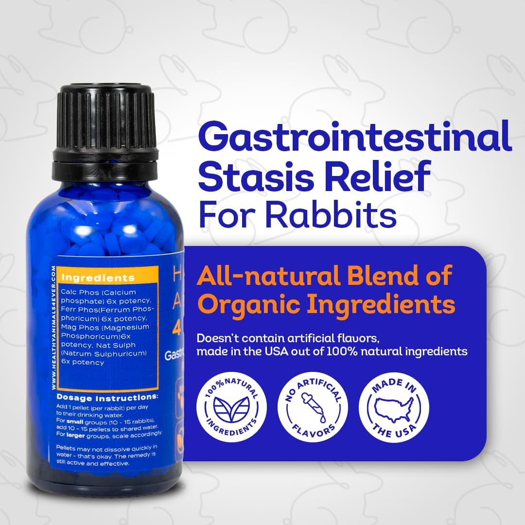 HA4E - Rabbit Gastrointestinal Stasis Treatment - Promotes Healthy Digestion & GI Stasis Relief -Natural Homeopathic Digestive Health Tablets - 300 Count