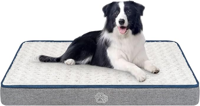 EMPSIGN Reversible Cool and Warm Dog Bed for Crate Pad, Pet Beds with Washable and Removable Cover, Dog Crate Beds Sleeping Mats, Beds for Dogs Crate for Large Medium Small Dogs, Grey