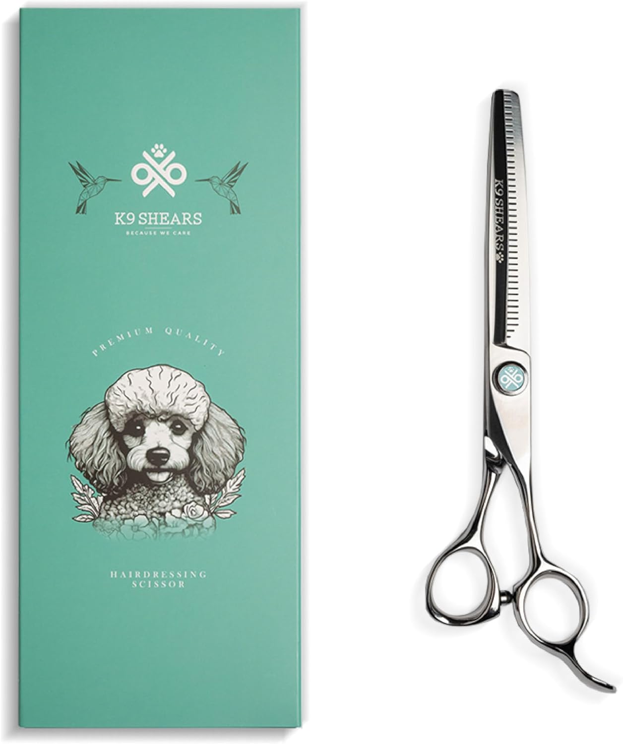 8” Dog Grooming Scissors – VG10 Japanese Steel Professional Pet Thinning Shears for Cats & Dogs | Clean Cut & Precise Trimming | Lightweight, Ergonomic, Handcrafted | Thinning Rate 50% | K9 Shears