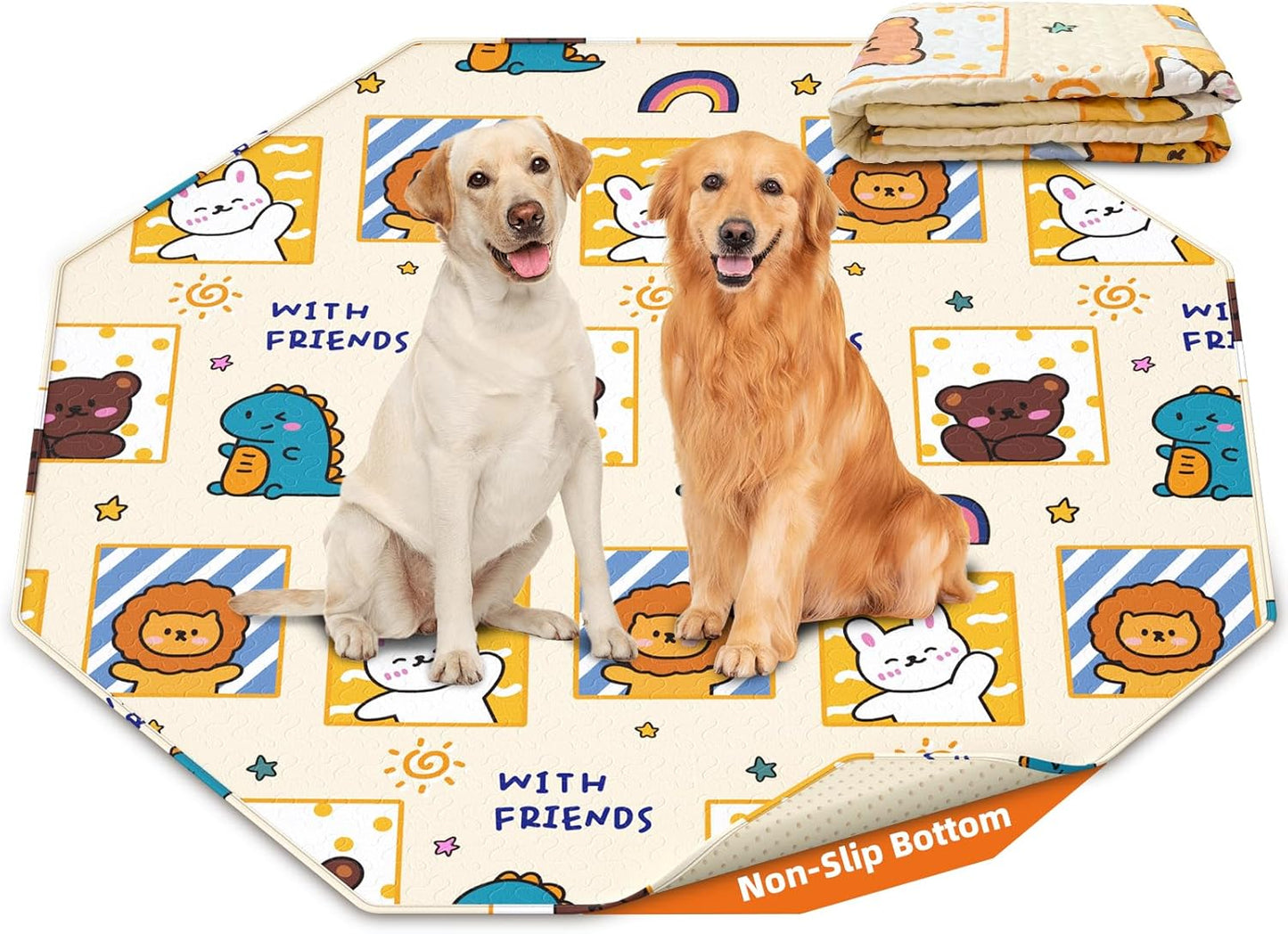 PJYuCien Washable Pee Pads for Dogs 1 Pack, 67" x 26" Octagonal Reusable Pee Pads for Dogs, Leak-Proof Pet Training Pads, Puppy Pads for Non-Slip, Designed for 24/30/36/42'' Width 8 Panels Pen