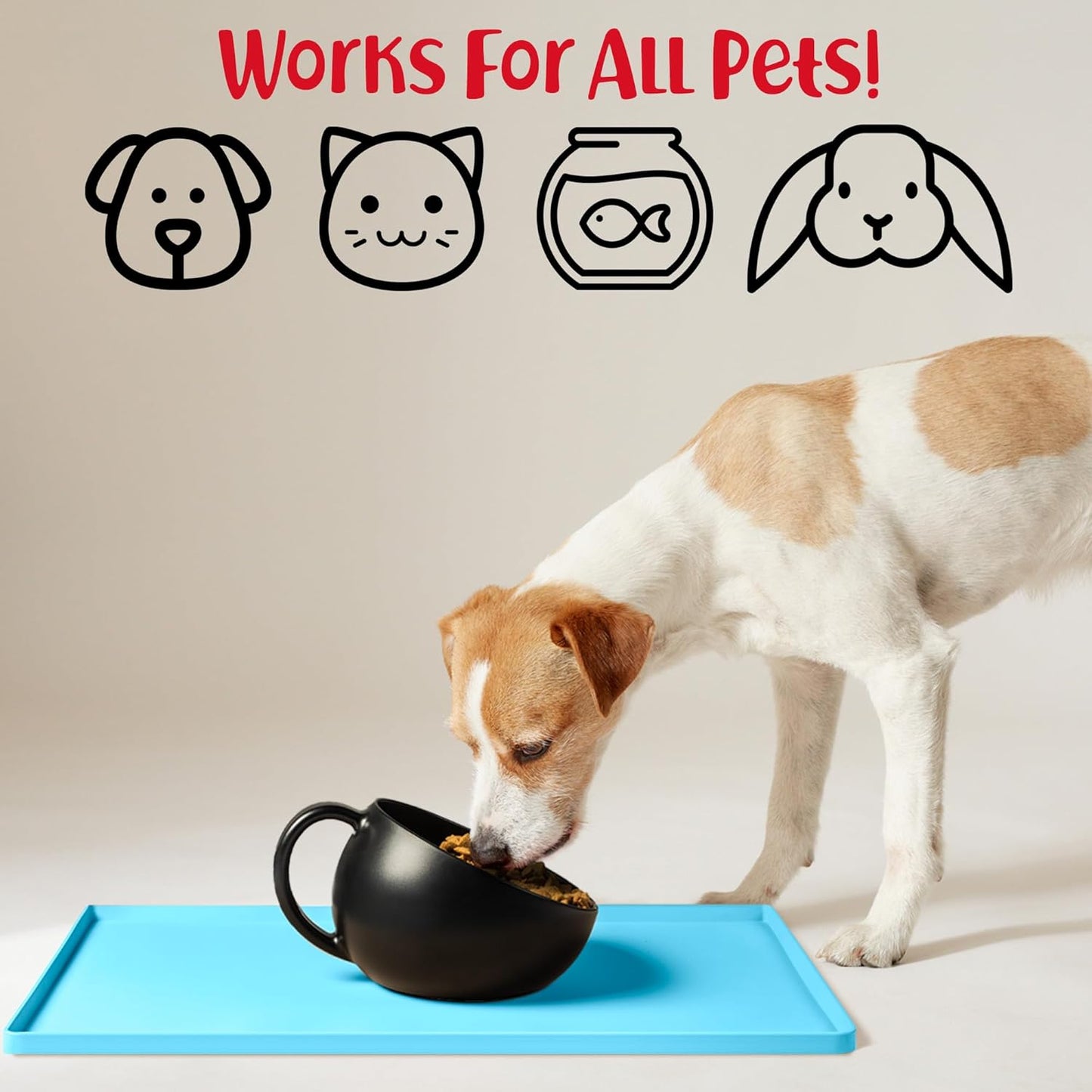 DogBuddy Dog Food Mat – Waterproof Dog Bowl Mat for Food and Water, Silicone Pet Feeding Mats for Floors, Non-Slip Placemat with High Edges for Dogs Bowls, Puppy Essentials (Large: 24"x16", Maya)