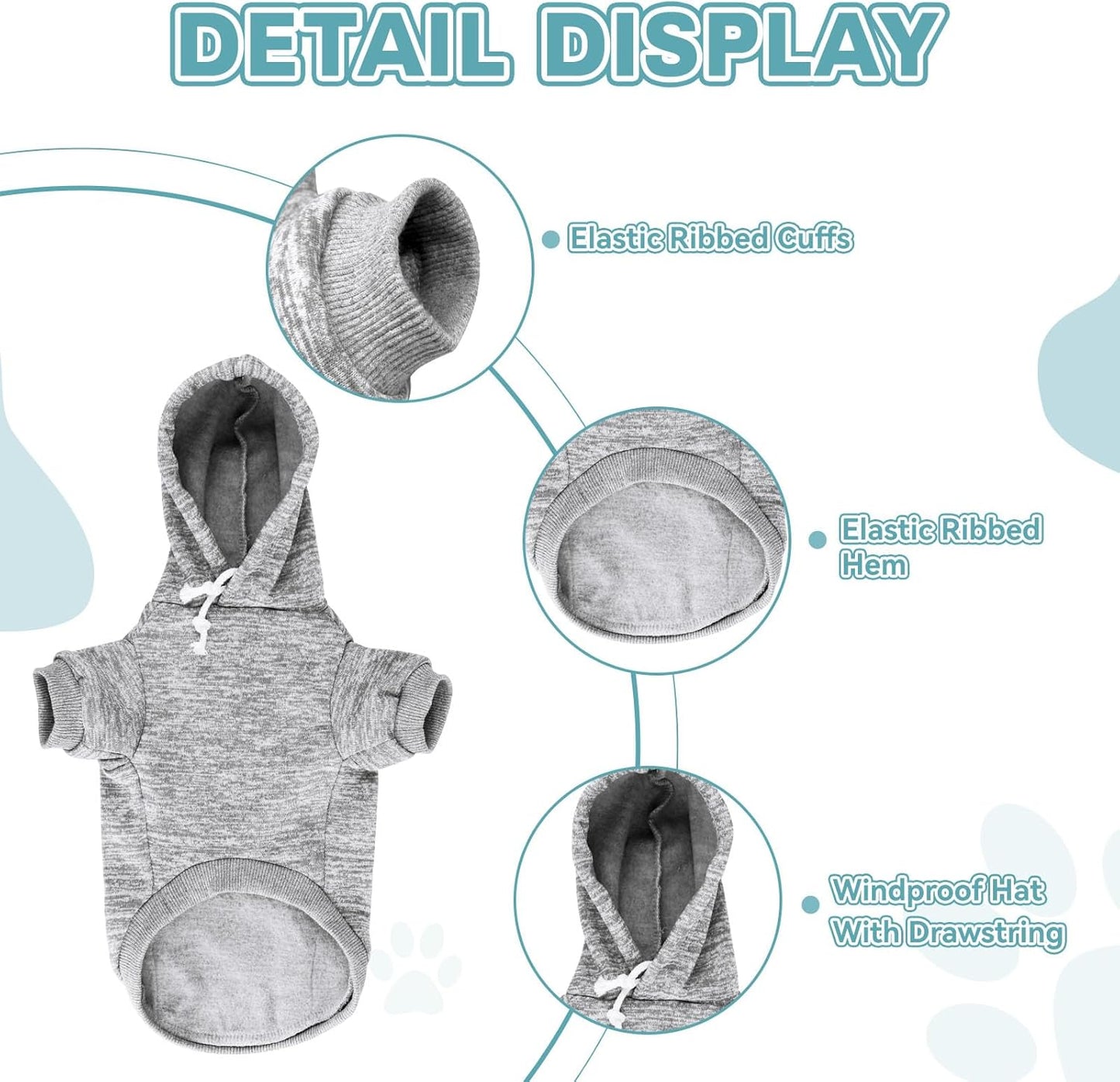 Dog Sweaters for Large Dogs Dog Hoodie Fleece Dog Sweater Soft Dog Clothes Sweatshirt with Pocket Dog Hoodie for Large Dogs(Grey&L)