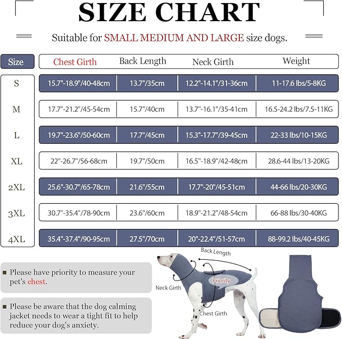 ROZKITCH Anxiety Vest for Dog, Pet Neck Wrap with Hoodie Shirt Soft Ears Cover, Thunder Jacket for Dogs Anxiety for Fireworks Travel Vet Visit 4th of July Holiday Christmas Blue L