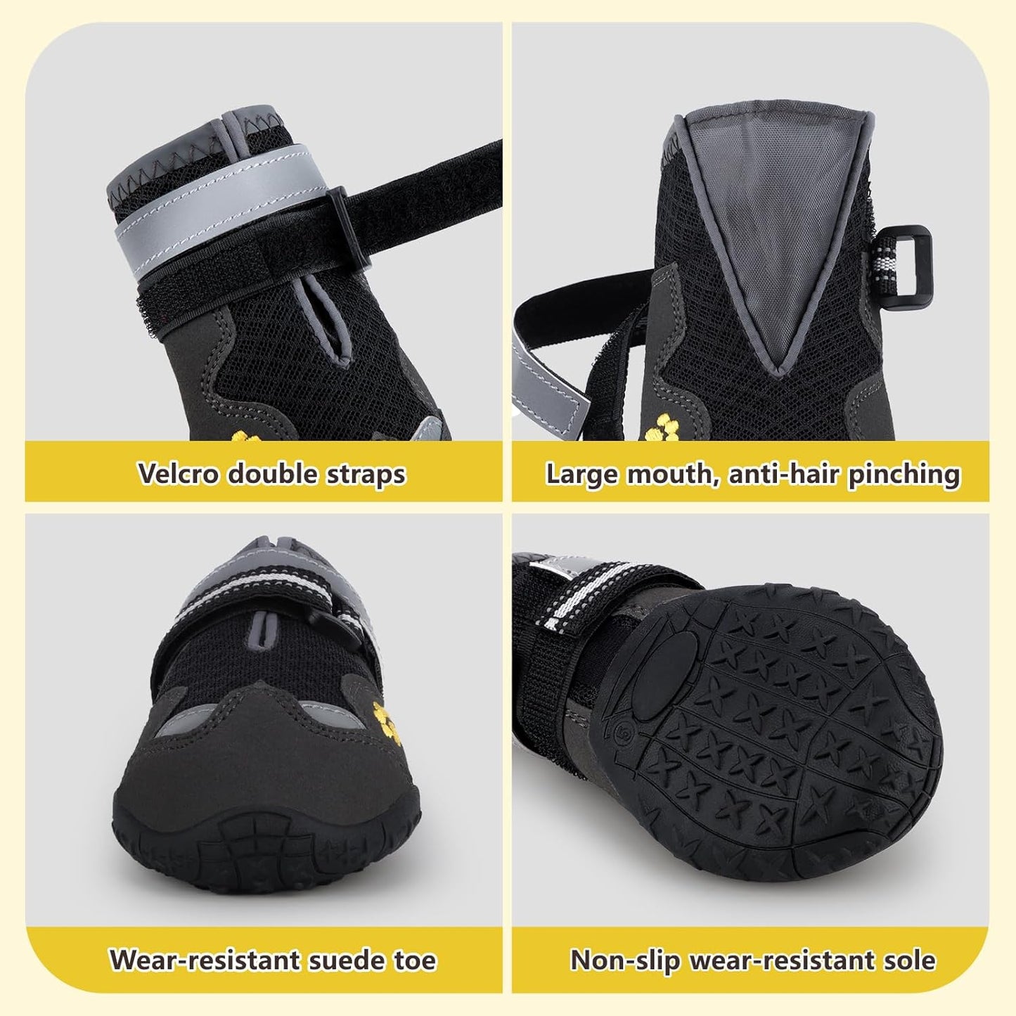 Dog Shoes for Large Medium Small Dog, Mesh Breathable Dog Shoes for Hot Pavement, Anti-Slip Dogs Boots Paw Protectors with Reflective for Outdoor Walking Indoor Hardfloors (Size 7)