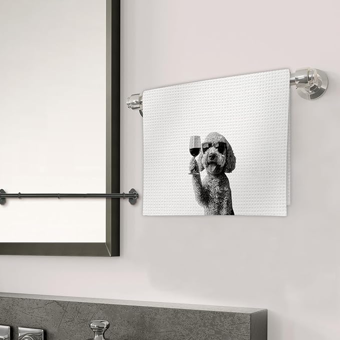 Flicy Goldendoodle Gifts Wine Kitchen Towels, Gifts for Golden Doodle Dog Wine Lovers Decorative Hand Dish Towel for Kitchen Home Bar, Funny Golden Doodle WineLover Home Bars Kitchen Decor(16x24lnch)