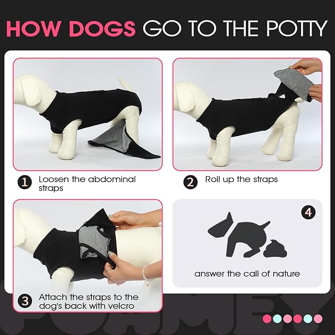 FUAMEY Dog Recovery Suit Male,Dogs Surgery Neuter Suits Puppy Spay Shirts for Female Protect Dog's Skin Anti Licking Abdominal Wounds Doggie Onesie Pet Bodysuit Alternative to Cone Black XL