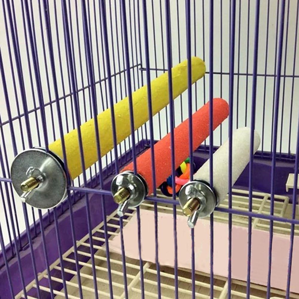 Hypeety Bird Cage Perch Stand Wooden Paw Grinding Toy Chew Toys for Bird Parrot Macaw African Greys Budgies Parakeet Cockatiels Conure Lovebird Cage Hanging Accessories Random Color (7in / 18cm)
