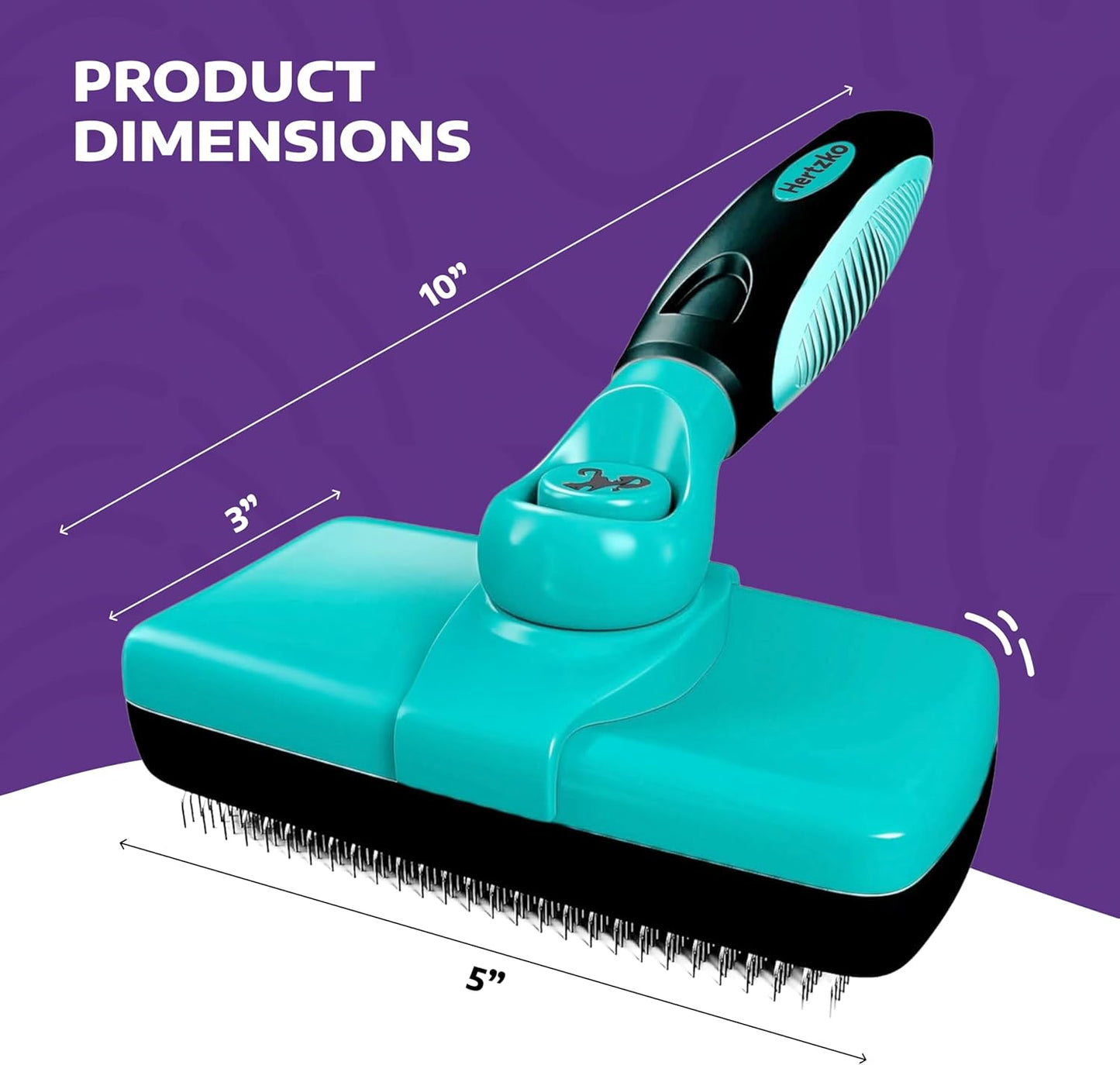 Hertzko Dog Brush for Shedding - Self Cleaning Slicker Brush for Dogs and Cats - Gently Removes Loose Hair, Tangles, and Dirt - Grooming Comb Suitable for Long or Short Coats - Aqua