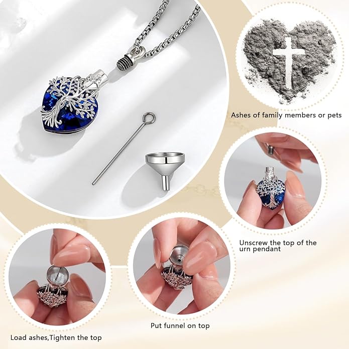 EUDORA Sterling Silver Urn Necklace for Ashes for Women Men, Ash Pendant for Human Cat Dog Ashes, Necklace for Ashes of Loved One Dad Mom Papa Pet Cremation Souvenir Jewelry for Funeral, 20inch