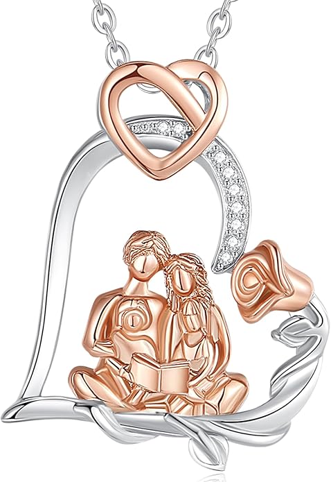 EUDORA Sterling Silver Mother Daughter Necklace for Women, Mama Son Daughter Necklace Pendant for Mom and Daughter,Mom Jewelry from Daughter Mother's Day Gift for Mother Daughter Aunt Grandma