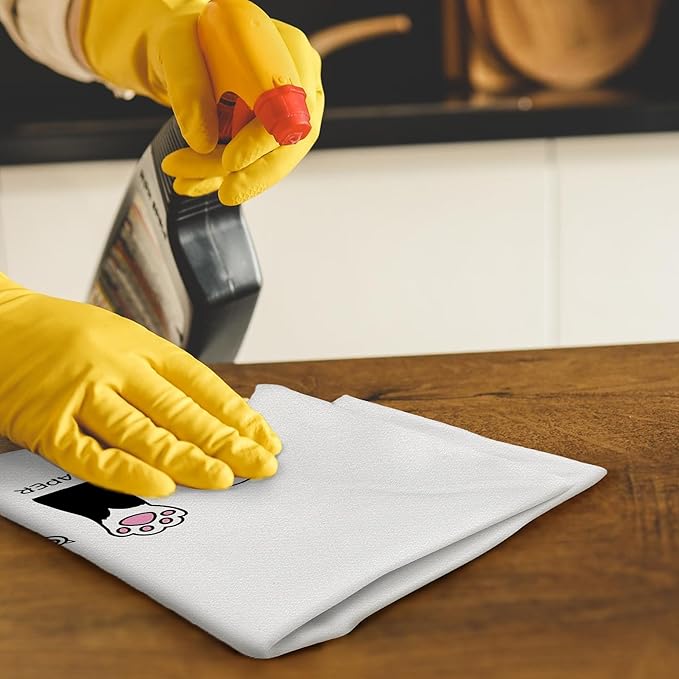 Funny Cat Hand Towels, 16x24 In, Cotton/Linen, Multi-Purpose, Decorative/Playful, Floral Pattern, 350 gsm, 1 Count