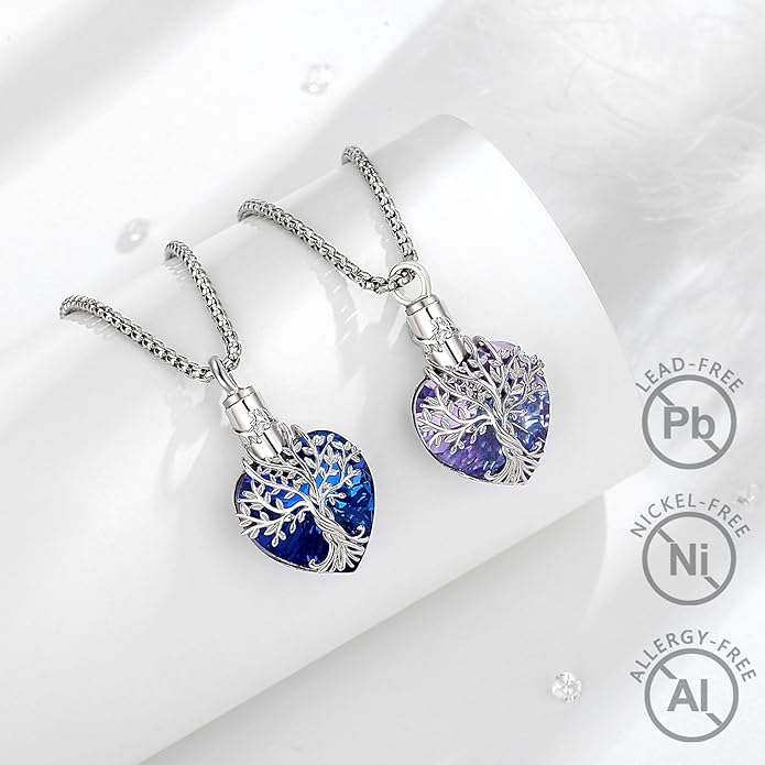 EUDORA Sterling Silver Urn Necklace for Ashes for Women Men, Ash Pendant for Human Cat Dog Ashes, Necklace for Ashes of Loved One Dad Mom Papa Pet Cremation Souvenir Jewelry for Funeral, 20inch