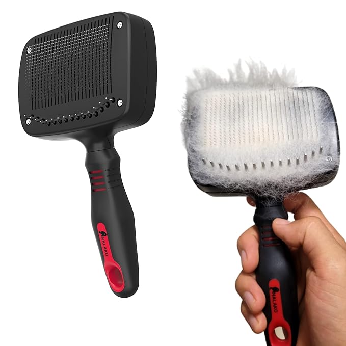 Self-Cleaning Dog Slicker Brush & Undercoat Rake – Professional Deshedding Tool for Medium & Long Hair, Double-Coated Dogs