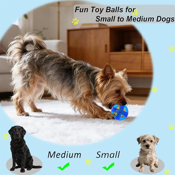 Dog Ball Toy for Chewing and Treat Dispensing - Rubber Chew Balls, Interactive Dog Puzzle Ball Toys for Fun & Chew Time, Treat Dispensing Toys for Small Medium Breed, 3.5 Inch (Blue)