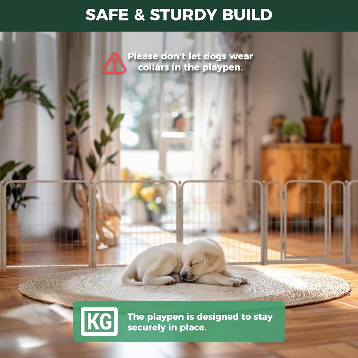 FXW Homeplus Unleashed Indoor Dog Playpen - Stress-Free and Safe Play, Heavy Duty 24 Inch 6 Wire Panels Dog Pen for Puppy and Small Dogs, White│Patented