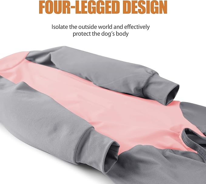 Dog Recovery Suit, Abdominal Wound After Surgery Wear, Prevent Licking Wounds, E-Collar & Cone Alternatives, Long Sleeve Postoperative Shirts Dog Bodysuit Prevent Shedding(3XL, Pink)