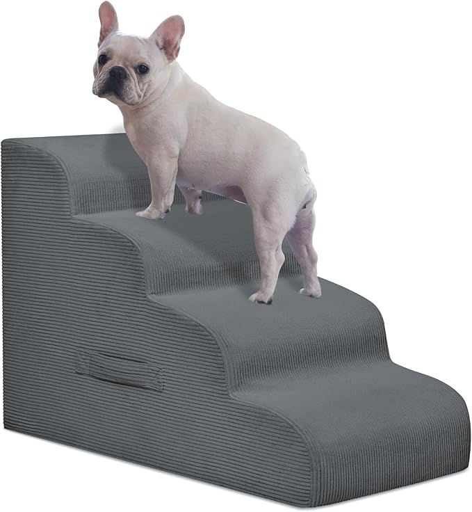 Dog Stairs for Small Dogs and Cats, 20" H 4 Steps Dog Ramp for High Beds, Couch, Sofa, Waterproof Pet Stairs with Removable Washable Cover, Non-Slip Sturdy Pet Steps