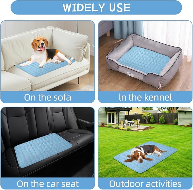 Dog Cooling Mat,2025 Upgrade Pet Cooling Mat for Dogs Cats,Summer Ice Silk Cool Mats & Sleeping Pad for Indoor or Outdoor,Perfect as Blanket for Kennel Sofa Bed Floor Car (Blue, Medium, 23.6"x19.3")