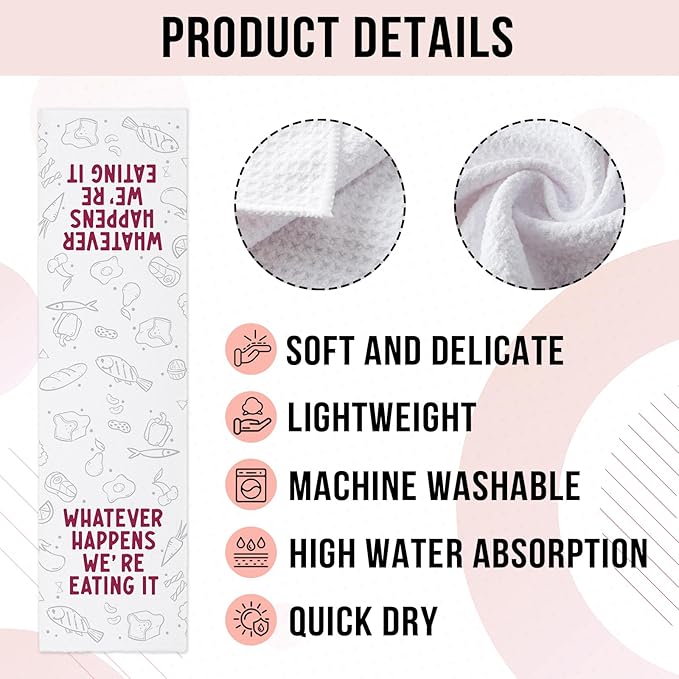 Funny Kitchen Towels for Men, Whatever Happens We're Eating It Dishcloths, BBQ Grilling Cooking Decorative Towels, Hilarious Gag Gifts for Chefs, Father’s Day Birthday Gifts for Husband Dad
