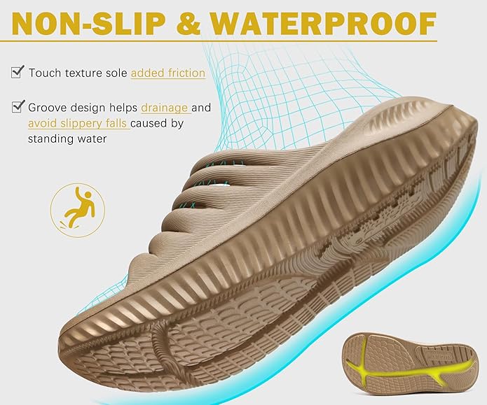 KuaiLu Womens Recovery Sandals With Comfortable Plantar Fasciitis Support,Ladies Orthotic Open Toe Sport Slides Thick Cushion Reduces Stress on Feet,Joints & Back Post-Exercise