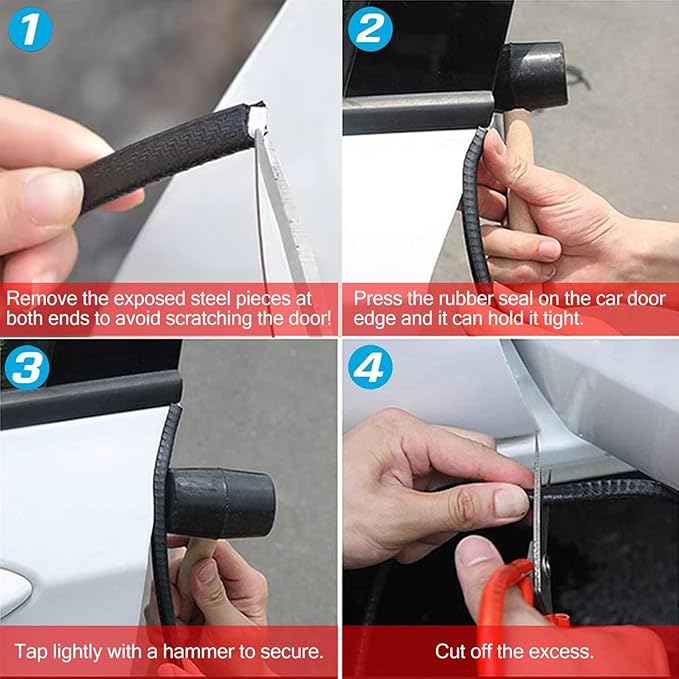 MYFAMIREA 49Ft(15M) Long Car Door Edge Guards, U Shape Edge Trim Rubber Seal Protector Car Door Protection Anti-Collision Rubber Clips Easy to Cut No Need Adhesive Fit for Most Vehicles| Black