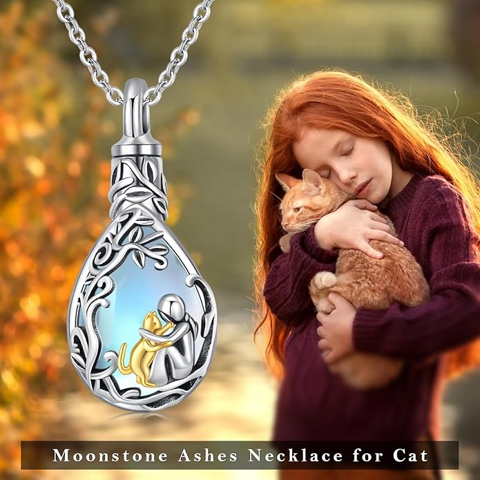 JUSTKIDSTOY Dog/Cat/Hummingbird Urn Necklace for Ashes S925 Sterling Silver Heart Cremation Jewelry Keepsake Memorial for Women