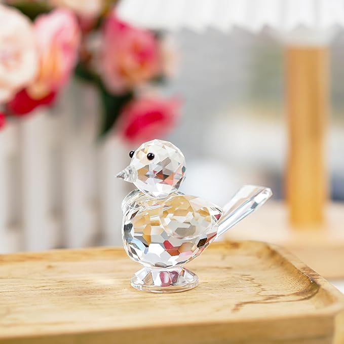H&D HYALINE & DORA Crystal Bird of Happiness Collectible Figurines Glass Animal Figurine for Table Home Decoration