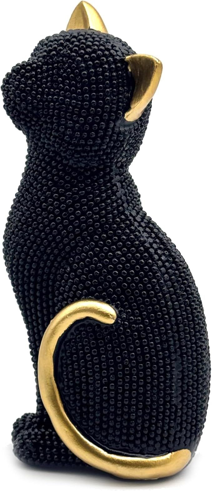 FUNSXBUG Decorative Cat Sitting Statue Art Figurines Sculpture Collectibles Home Office Desktop Decor Outdoor Garden Tabletop Display Decoration (Black)