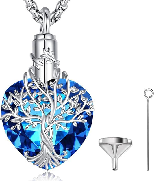 EUDORA Sterling Silver Urn Necklace for Ashes for Women Men, Ash Pendant for Human Cat Dog Ashes, Necklace for Ashes of Loved One Dad Mom Papa Pet Cremation Souvenir Jewelry for Funeral, 20inch