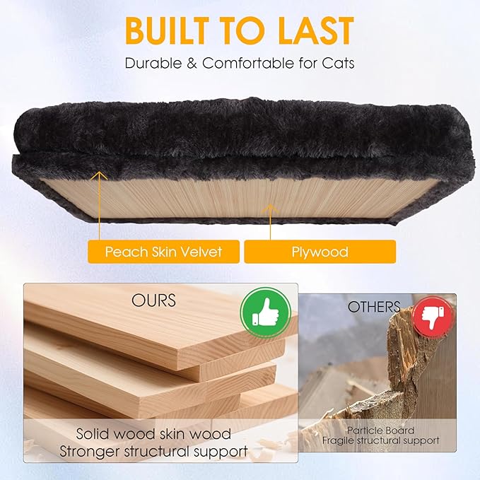 5 in 1 Large Cat Wall Shelves Hanging Tree Perch Bed Shelf Climbing Systems with Hammock