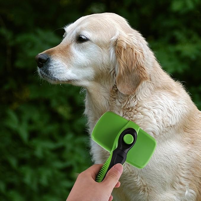 Self Cleaning Pet Slicker Brush, Professional Dog Cat Grooming Tool, Retractable for Easy Hair Removal, Gentle Massage Brush for Long Short Thick Curly Hair with Non - Sli