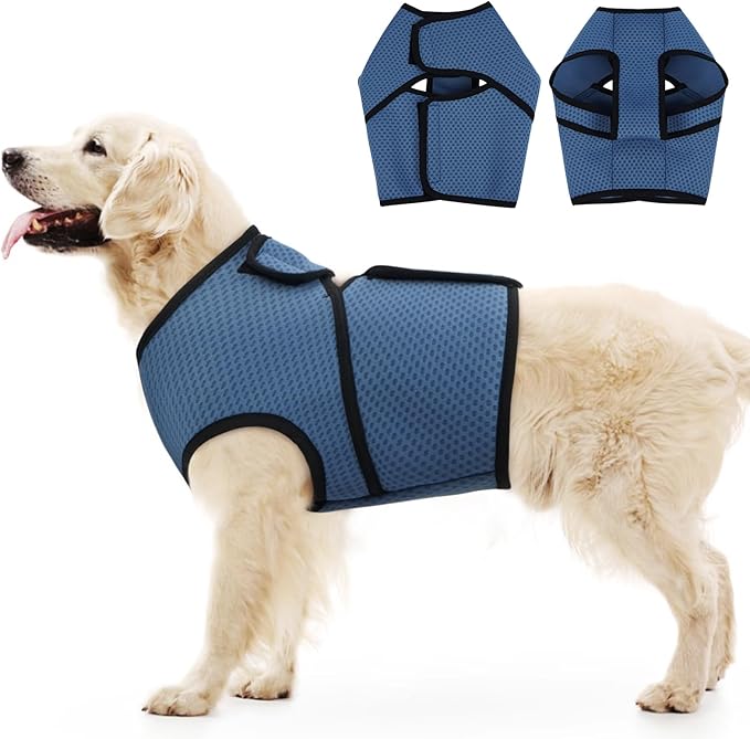 BRKURLEG Dog Anxiety Shirt, Adjustable Anxiety Vest Jacket for Small Medium Large Dogs,Dog Calming Shirt for Thunderstorms, Fireworks, Training & Separation Relief, Lakeblue, XXXL