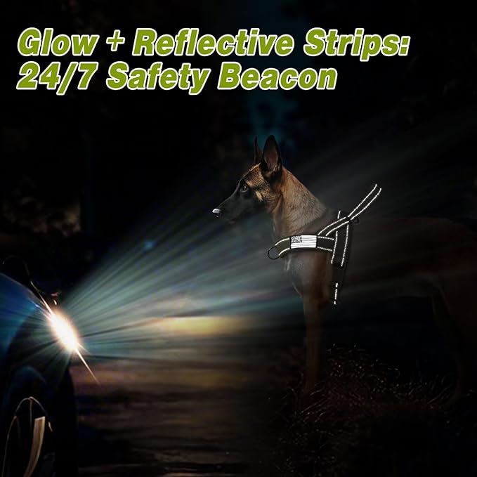 Forestpaw No Pull Dog Harness - Soft Flannel Padded Tactical Dog Vest Harness with Quick Release Buckle, Adjustable Reflective Pet Harness for Small Medium Dogs Walking Training,Green S