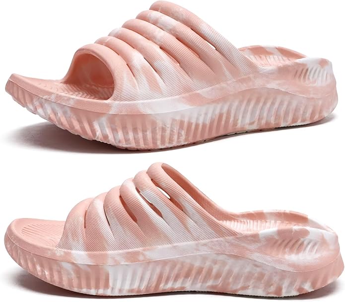 KuaiLu Womens Recovery Sandals With Comfortable Plantar Fasciitis Support,Ladies Orthotic Open Toe Sport Slides Thick Cushion Reduces Stress on Feet,Joints & Back Post-Exercise