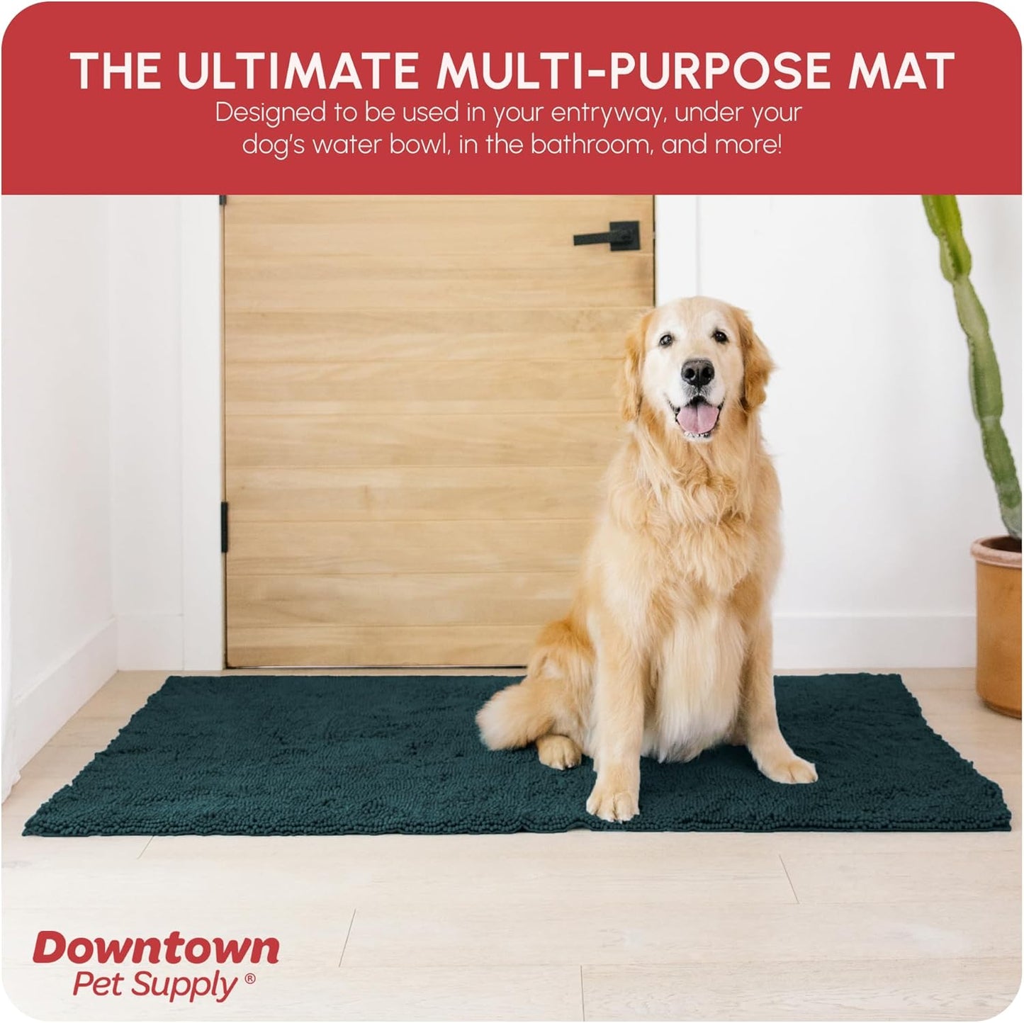 My Doggy Place Microfiber Dog Mat for Muddy Paws, 60" x 36" Teal - Non-Slip, Absorbent and Quick-Drying Dog Paw Cleaning Mat, Washer and Dryer Safe - X-Large/Runner