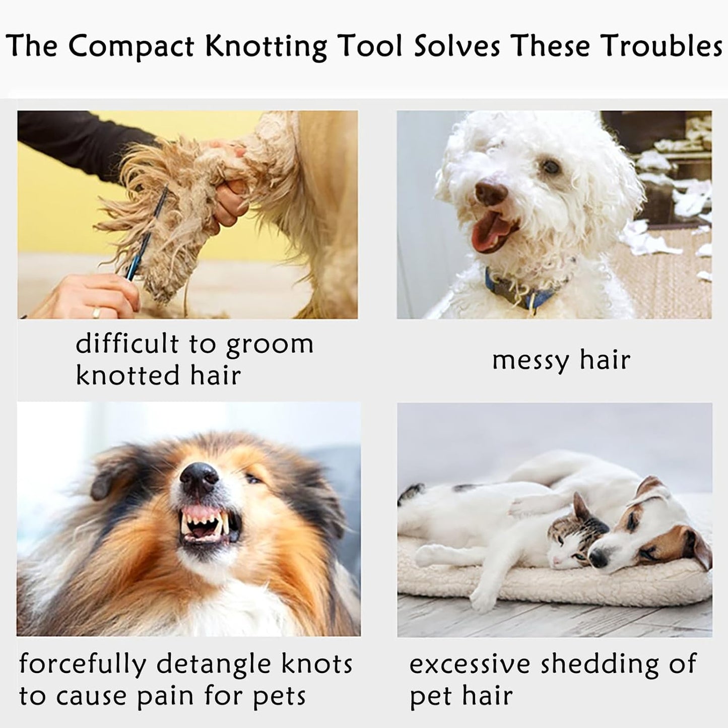 5Pcs Knotting Comb for Cats, Pet Knotting Comb De knotting comb for Dog Pet Hair Removal Tool Cat Dog Grooming Supplies Matted Fur Remover