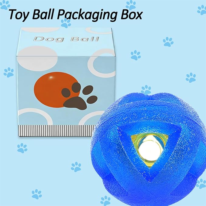 Dog Ball Toy for Chewing and Treat Dispensing - Rubber Chew Balls, Interactive Dog Puzzle Ball Toys for Fun & Chew Time, Treat Dispensing Toys for Small Medium Breed, 3.5 Inch (Blue)