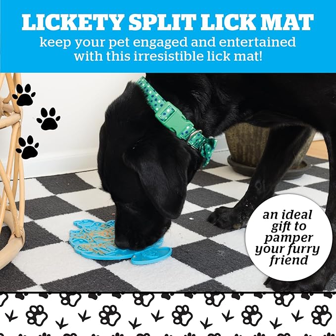Lickety Split Silicone Lick Mat, Non Slip Enrichment Feeding Pad for Dogs and Cats, Anxiety Relief During Grooming Bathing Training, Slow Feeding Treat Distraction
