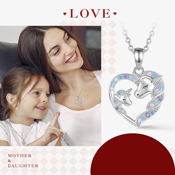 EUDORA Sterling Silver Mother Daughter Necklace for Women, Mama Son Daughter Necklace Pendant for Mom and Daughter,Mom Jewelry from Daughter Mother's Day Gift for Mother Daughter Aunt Grandma