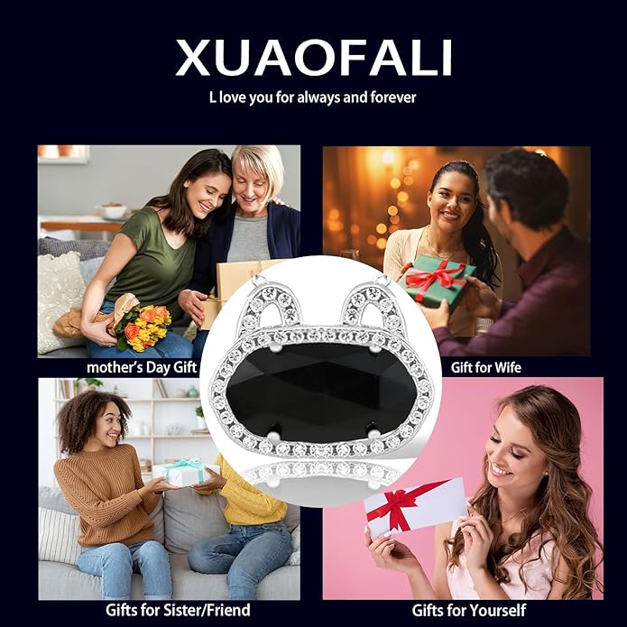 Fashion Jewelry Cat Necklace Collection for Women - Gold & Silver Plated Brass Pendant with Natural Gemstone, Dainty Cute Animal Jewelry Gift (Multiple Styles)