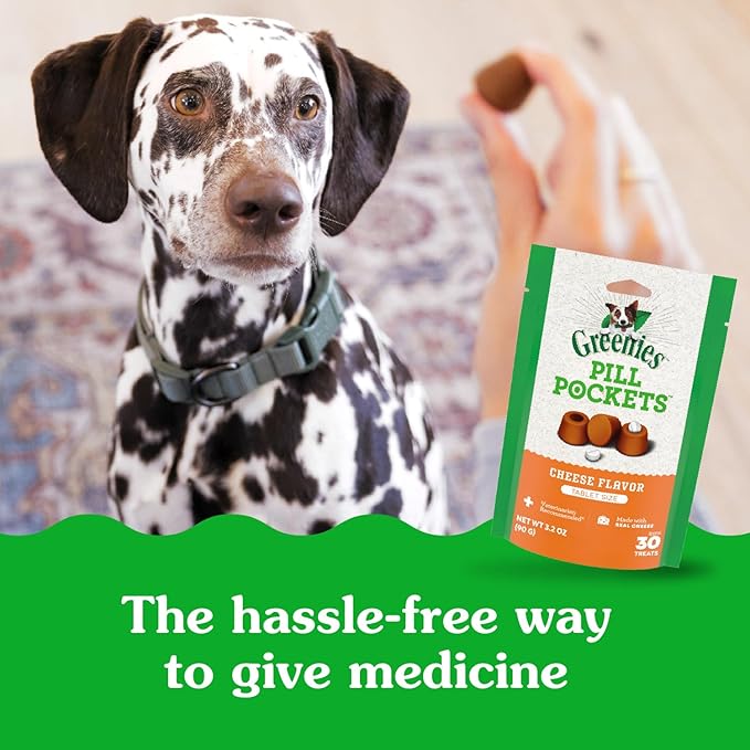 Greenies Pill Pockets for Dogs Large Size, Dog Treat Pouch for Capsule Medication, Cheese Flavor, 7.9 oz. Pouch