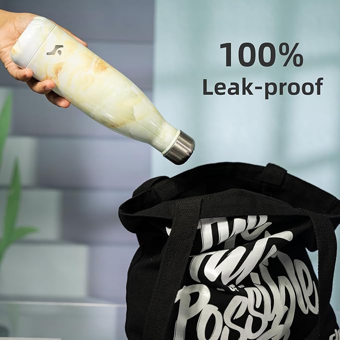 Insulated Water Bottles,25 oz Double Wall Stainless Steel Vacumm Metal Flask for Sports Travel,Marble Jade