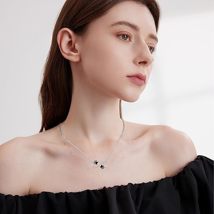 Dog/Paw Print/Infinity Necklace for Women 925 Sterling Silver Heart Dogs Pendant Necklaces Jewelry Christmas Birthday Gifts for Dog Lovers Friends