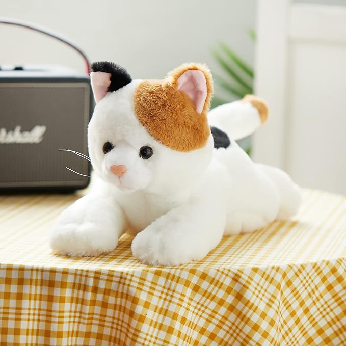 Glow Guards Light up Music Calico Cat Stuffed Animal LED Singing Kitty Soft Plush Toy Pillow with Night Lights Lullaby Birthday Children's Day Gifts for Toddler Kids, 15''