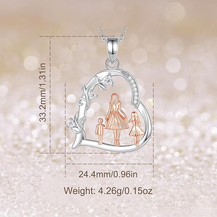 EUDORA Sterling Silver Mother Daughter Necklace for Women, Mama Son Daughter Necklace Pendant for Mom and Daughter,Mom Jewelry from Daughter Mother's Day Gift for Mother Daughter Aunt Grandma